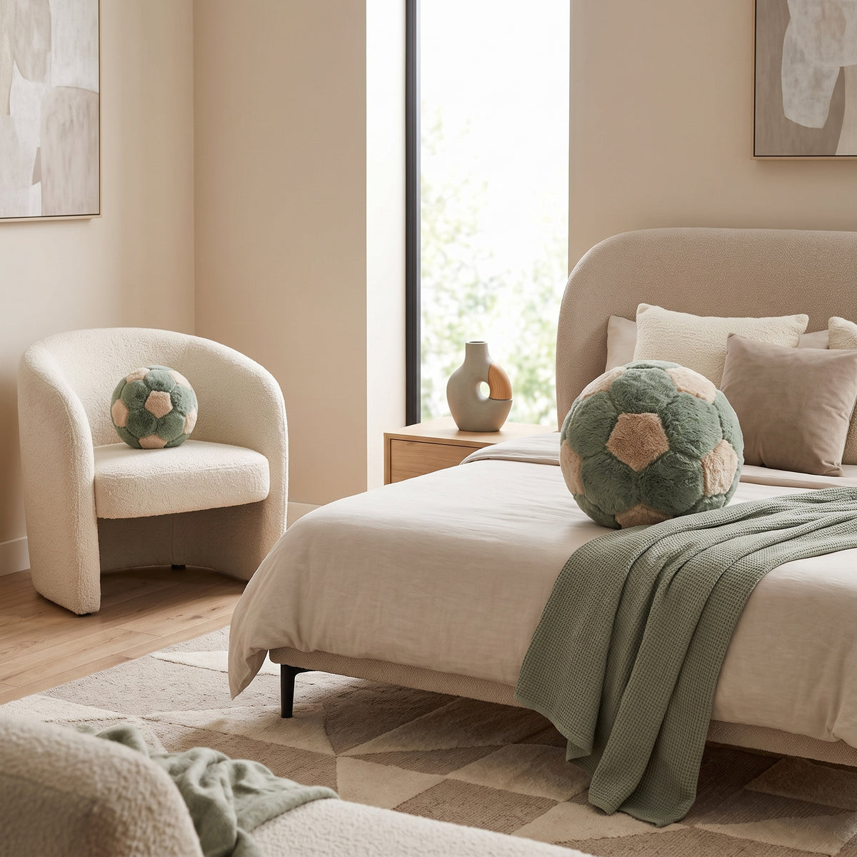 كرة ديكور من CozyFur (زيتوني فاتح - كافيه)