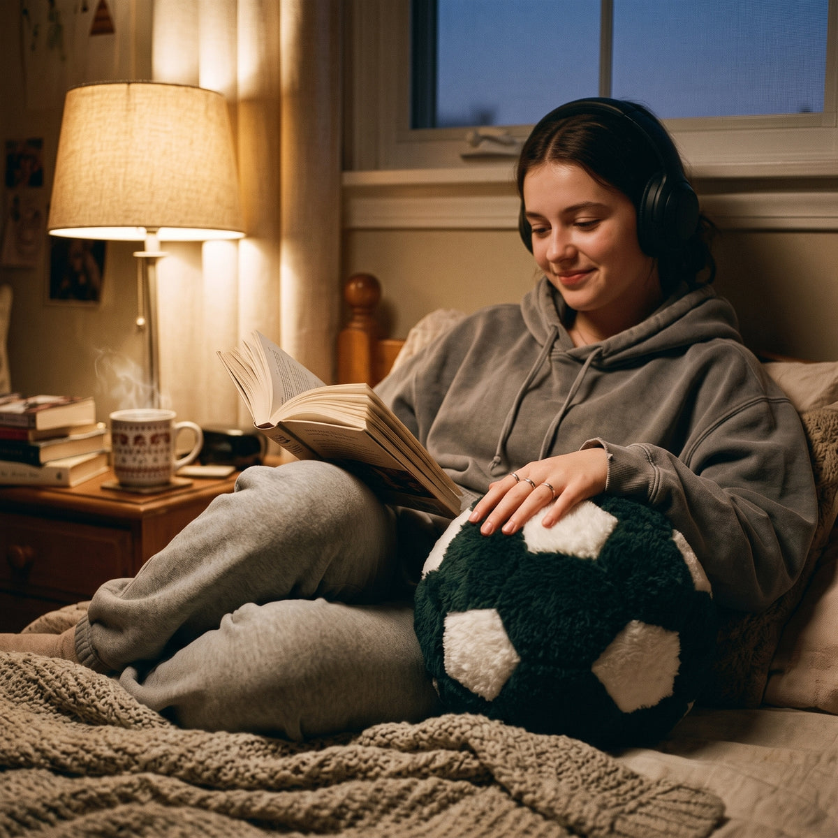كرة ديكور من CozyFur (زيتوني داكن - أبيض)