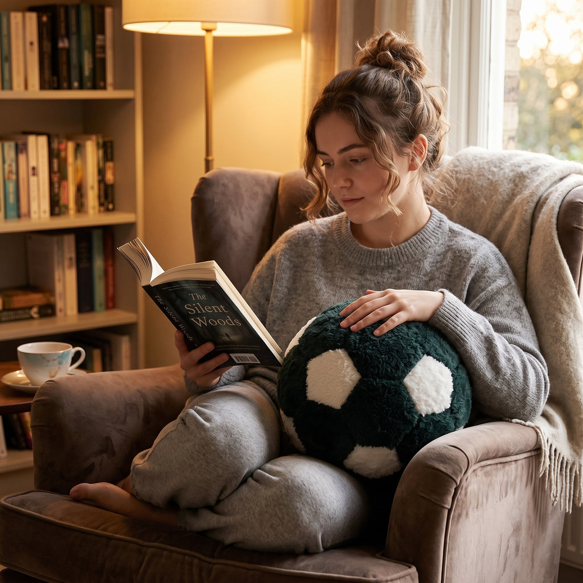 كرة ديكور من CozyFur (زيتوني داكن - أبيض)