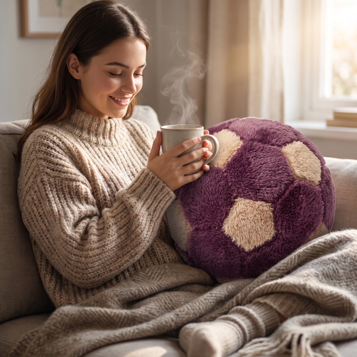 كرة ديكور من CozyFur (موف - كافيه)