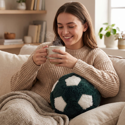 كرة ديكور من CozyFur (زيتوني داكن - أبيض)
