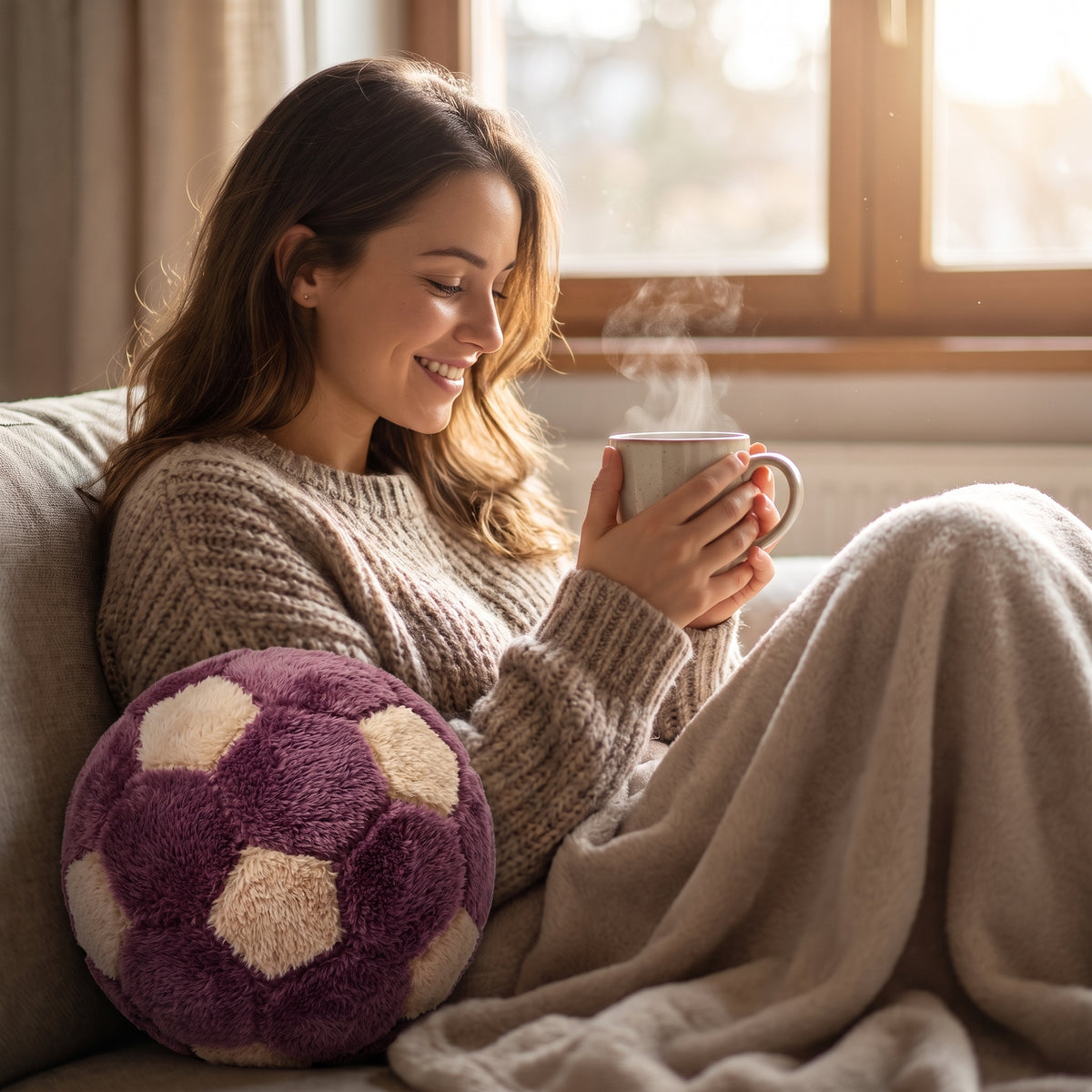 كرة ديكور من CozyFur (موف - كافيه)